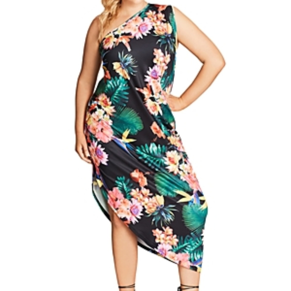 City Chic Trendy Plus Size Asymmetrical Tropical*